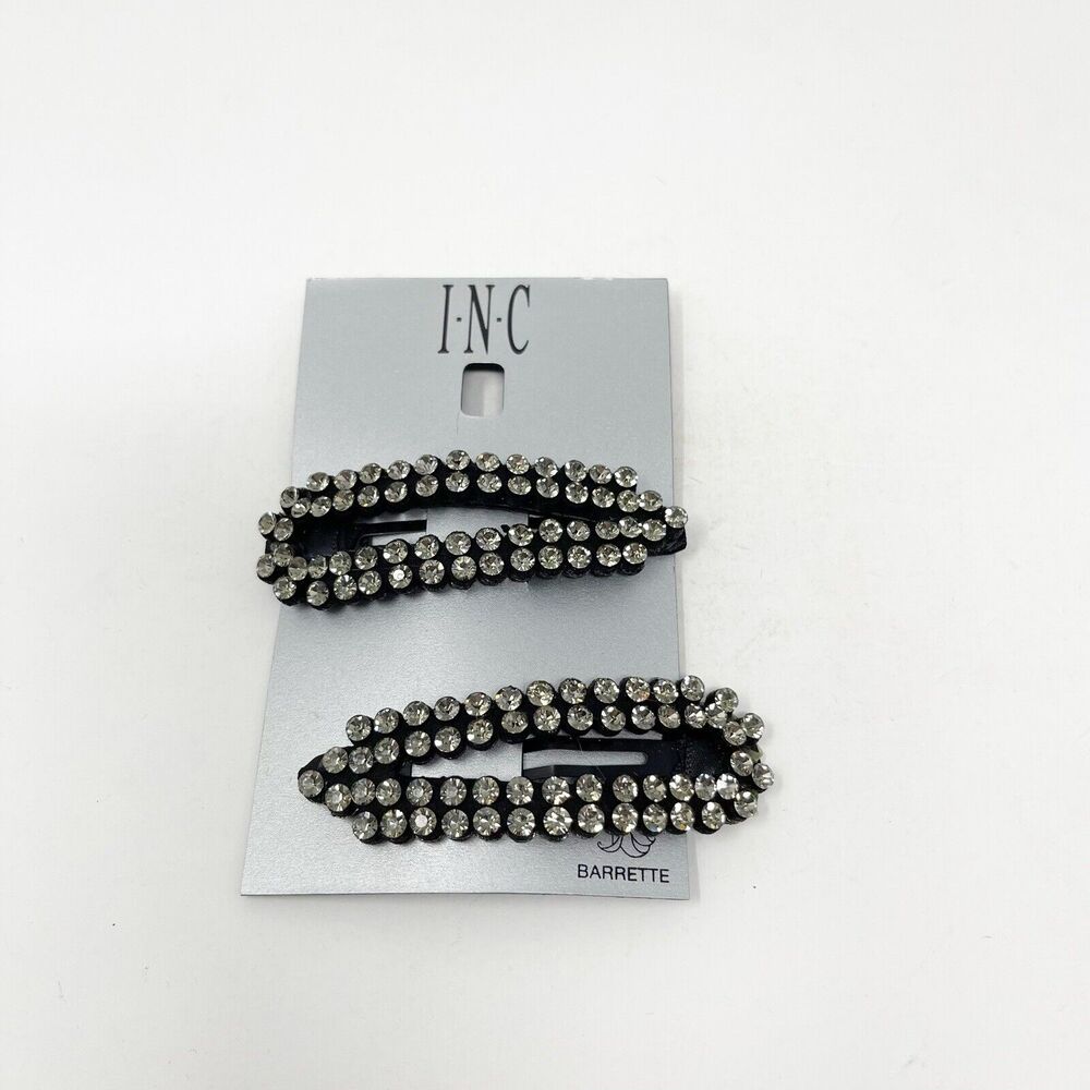 I.N.C International Concepts Hematite Black Statement Party 2 Pk Barrettes Adult